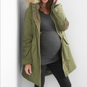 GAP Maternity Satin Lined Parka Olive L